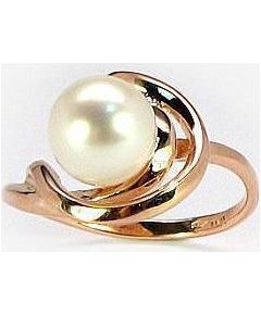 Золотое кольцо #1100047(AU-R)_PE, Красное золото	585°, Жемчуг , Размер: 20, 3.88 гр.