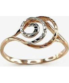 Золотое кольцо #1100074(AU-R+PRH-W), Красное золото	585°, родий (покрытие) , Размер: 16, 1.07 гр.