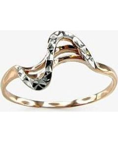 Золотое кольцо #1100069(AU-R+PRH-W), Красное золото	585°, родий (покрытие) , Размер: 16, 1.36 гр.