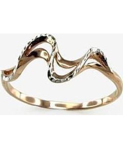 Золотое кольцо #1100068(AU-R+PRH-W), Красное золото	585°, родий (покрытие) , Размер: 15.5, 1.11 гр.