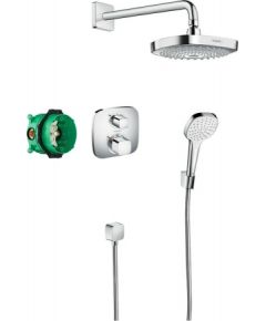 Hansgrohe Croma Select E/Ecostat E Showerset iebūvējams dušas termostata komplekts ar augšējo dušu un rokas dušas klausuli, hroms