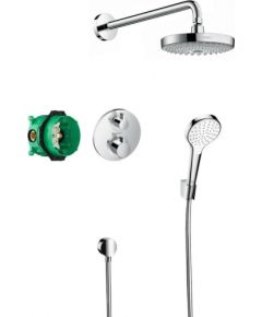 Hansgrohe Croma Select S/Ecostat S Showerset iebūvējams dušas termostata komplekts ar augšējo dušu un rokas dušas klausuli, hroms