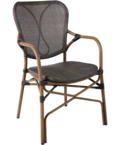 Dārza krēsls BAMBUS 56x66xH95cm, smilškrāsas tekstilizstrādājuma sēdvieta, alumīnija rāmis: bambusa koka izskats