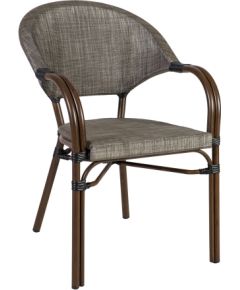 Krēsls BAMBUS 57x61xH84cm, sēdvieta un tazveltne: tekstils, krāsa: bēšs, rāmis: alumīnija (bambusa imitācija)