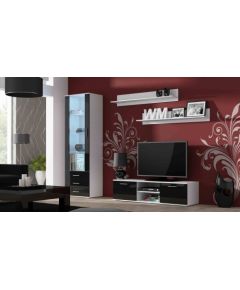 Cama Meble SOHO 7 set (RTV140 cabinet + S1 cabinet + shelves) White / Black gloss