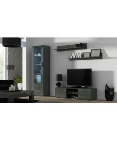 Cama Meble SOHO 7 set (RTV140 cabinet + S1 cabinet + shelves) Grey / Gloss grey
