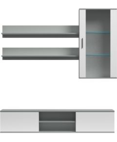 Cama Meble SOHO 5 set (RTV180 cabinet + Wall unit + shelves) Grey/Gloss white