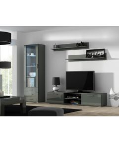 Cama Meble SOHO 1 set (RTV180 cabinet + S1 cabinet + shelves) Grey/Gloss grey