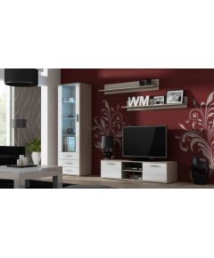 Cama Meble SOHO 7 set (RTV140 cabinet + S1 cabinet + shelves) Sonoma oak / White gloss