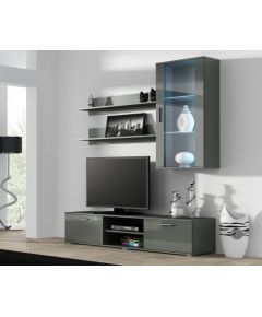 Cama Meble SOHO 5 set (RTV180 cabinet + Wall unit + shelves) Grey / Gloss grey