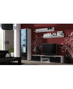 Cama Meble Furniture set SOHO 1 (RTV180 cabinet + S1 cabinet + shelves) White/Black Gloss