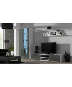 Cama Meble SOHO 8 set (RTV180 cabinet + S6 + shelves) White / Gloss grey