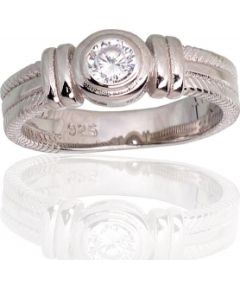 Серебряное кольцо #2101796(PRh-Gr)_CZ, Серебро	925°, родий (покрытие), Цирконы , Размер: 17.5, 4.1 гр.