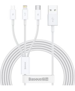 USB cable 3in1 Baseus Superior Series, USB to micro USB / USB-C / Lightning, 3.5A, 1.2m (white)