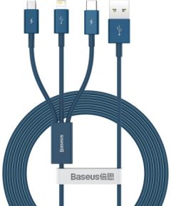 USB cable 3in1 Baseus Superior Series, USB to micro USB / USB-C / Lightning, 3.5A, 1.2m (blue)