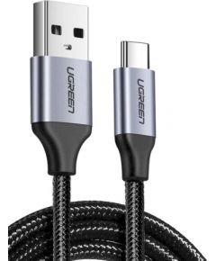 Nickel-plated USB-C cable QC3.0 UGREEN 1.5m with aluminium plug (Black)