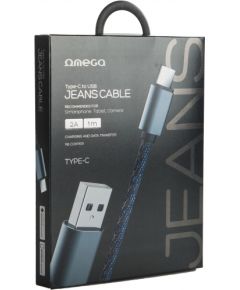 Omega kabelis USB-C Jeans 1m, zils (44204)