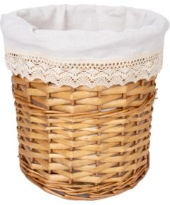Basket with handles MAX, D33xH32cm, weave, color: light brown, with lace fabric