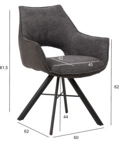 Pusdienu krēsls EDDY 60x62xH81,5cm, pelēks / tumši pelēks
