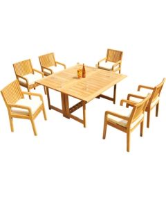 Ēdamistabas komplekts MALDIVE galds un 6 saliekamie krēsli