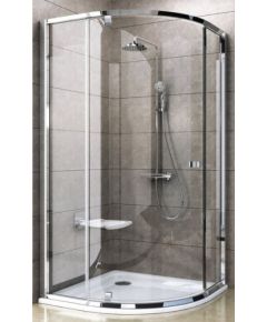 Ravak dušas stūris PSKK3, 900x900 mm, h=1900, r=500, satīns/caurspīdīgs stikls