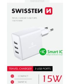 Swissten Smart IC Зарядное устройство 3x USB 3А 15W