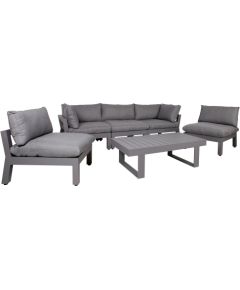 Комплект садовой мебели FLUFFY, стол, диван и 2 стула (13793 + 2x13792 + 3x13791) темно-серый