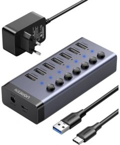 UGREEN Hub 7in1 USB-C, 7x USB-A 3.0 12V 2A (black)