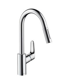 Hansgrohe virtuves izlietnes maisītājs ar izvelkamu dušu Focus 240, stainless steel