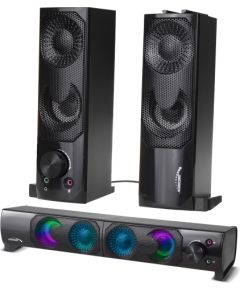 Audiocore 2 in 1 PC Speaker Soundbar Computer RGB LED Backlight Stereo Gaming USB 2 x 3W AUX 3.5 mm