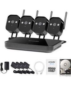 Video novērošanas komplekts IP Zmodo 720P Wifi Mini NVR+4xIP CAM+1TB HDD