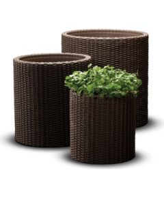 Keter Puķu podu komplekts Cylinder Planters S+M+L brūns