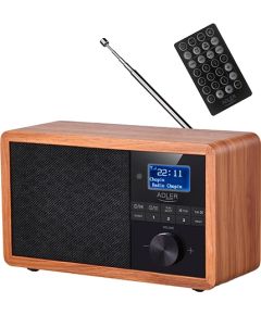 Adler Radio DAB+ Bluetooth AD 118 Display LCD, Black/Brown, Alarm function