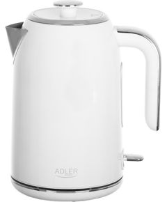 Adler Tējkanna AD 1341 Electric, 2200 W, 1.7 L, Stainless steel, 360° rotational base, White