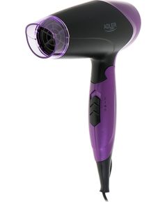 Adler Hair Dryer AD 2260 1600 W, Number of temperature settings 2, Black/Purple