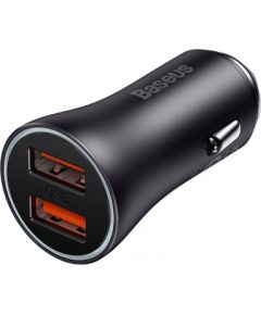 Baseus Golden Contactor Max car charger, 2x USB, 60W (gray)