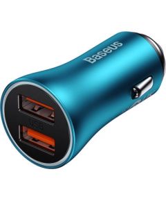 Baseus Golden Contactor Max car charger, 2x USB, 60W (blue) Telefonu lādētāji 12v Automašīnām