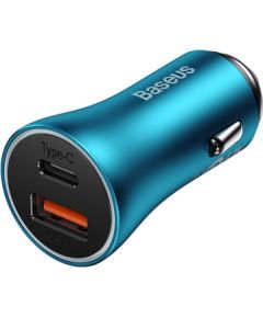 Baseus Golden Contactor Max car charger, USB + USB-C, 60W (blue)