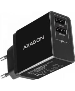 Axagon Dual wall charger <240V / 2x port 5V-2.2A + 5V-1A. 16W total power.