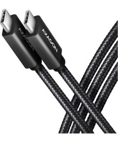Axagon Data and charging USB 3.2 Gen 2 cable lengh 2 m. PD 100W, 5A, 4K HD video. Black braided.