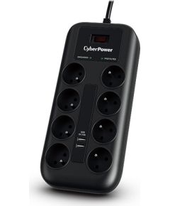 CyberPower Tracer III P0820SUF0-FR surge protector Black 8 AC outlet(s) 200 - 250 V 1.8 m