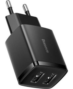 Baseus Compact Quick Charger, 2x USB, 10.5W (black)