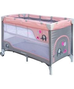 Baby Mix Ceļojumu gulta ELEPHANT pink (36409) 2 līmeņi Akcija