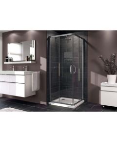 Huppe dušas stūris X1, 2 sekciju bīdāmas durvis, 1000x1000 mm, h=1900, spīdīgs sudrabs/caurspīdīgs stikls AP