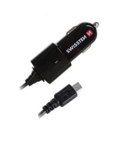 Swissten Премиум Автомобильная зарядка 12 / 24V / 1A + кабель Micro USB  Черная