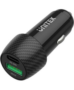 UNITEK CAR CHARGER 38W, USB-A USB-C, QC3.0, P1400A