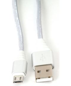 Omega cable microUSB - USB 1m braided 2A, silver