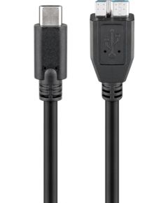 Goobay 67995 USB-C to micro-B 3.0 cable  Round cable, SuperSpeed data transfer - The USB-C cable supports data transfer rates up to 5 Gbps - 10 times faster than USB 2.0; Quick charge function - USB-C charging cable for super-fast synchronisation and char