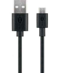 Goobay Micro USB charging and sync cable 46800 Black, USB 2.0 micro male (type B), USB 2.0 male (type A)