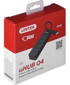 UNITEK HUB USB-C 4XUSB-A 3.1, ACTIVE, 10 W, H1117B